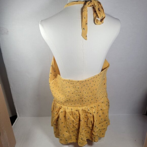 American Eagle Outfitters Women Backless Yellow Ditzy Floral Halter Size XL - Picture 8 of 12